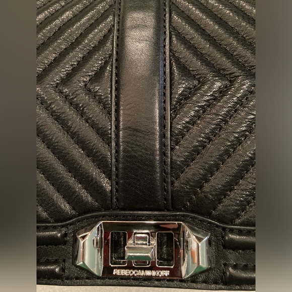 Excellent like new condition Rebecca Minkoff large, black, chevron crossbody - Picture 7 of 10